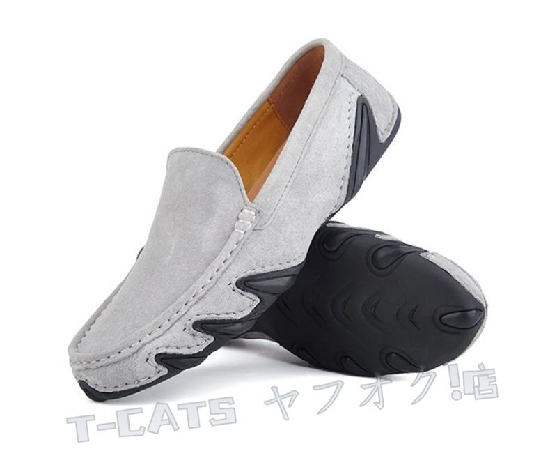 ☆新品 ローファー スリッポン メンズ ドライビングシューズ カジュアルシューズ 男性靴 グレー 27.5cm