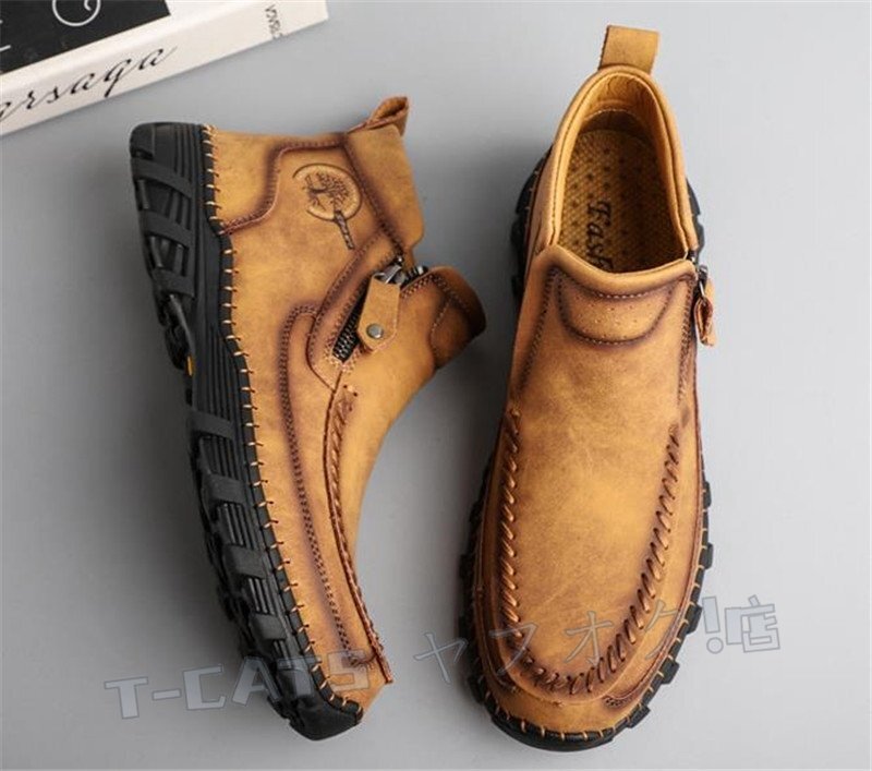 ☆新品 ショートブーツ スニーカー スリッポン マーティンブーツ ☆メンズ ドライビングシューズ ブラウン【24cm-29cm選択】