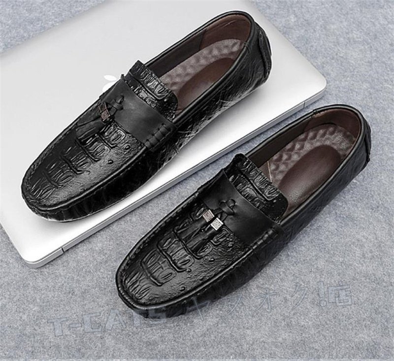 * новый товар Loafer обувь для вождения туфли без застежки wani рисунок кисточка Loafer мужской Англия способ черный 25.0cm