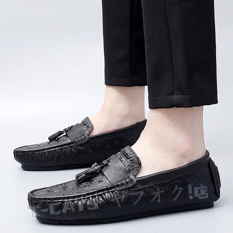 * новый товар Loafer обувь для вождения туфли без застежки wani рисунок кисточка Loafer мужской Англия способ черный 25.0cm