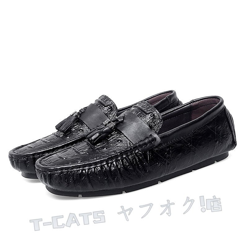 * новый товар Loafer обувь для вождения туфли без застежки wani рисунок кисточка Loafer мужской Англия способ черный 25.0cm