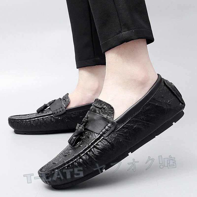 * новый товар Loafer обувь для вождения туфли без застежки wani рисунок кисточка Loafer мужской Англия способ черный 25.0cm