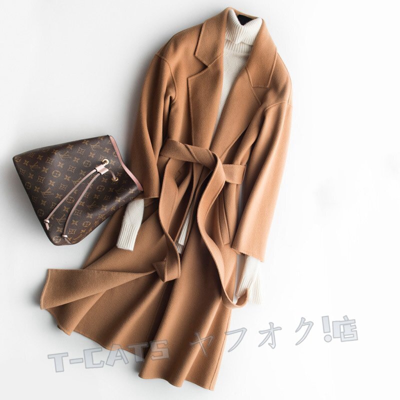 新品高級感 チェスターコート レディース ウールコート ダブルフェイス 膝丈 コート アウター ジャケット 秋 冬 お洒落 大人 S?XL キャメル