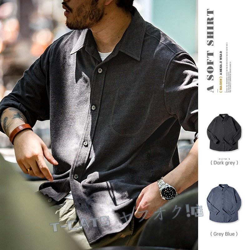 ☆新品ヴィンテージ復(fù)刻 味わい深い ワークシャツ 長(zhǎng)袖 アメカジ S～2XL 未使用 Ｓ～2XLダークグレー