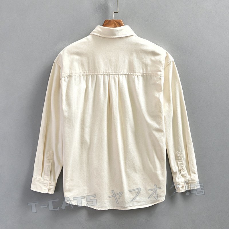 ☆新品 トップス シャツジャケット カーゴシャツ ワークシャツ コットン 長(zhǎng)袖シャツ メンズ? ウエスタン ベージュ 4XL