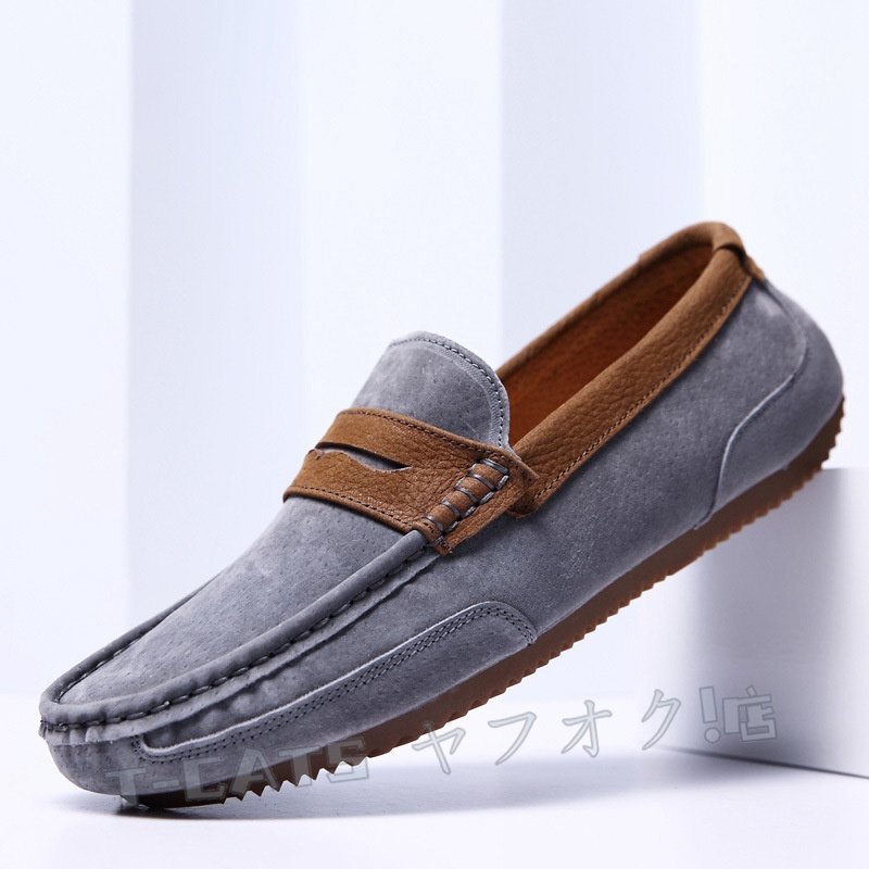 * новый товар Loafer туфли без застежки мужской джентльмен обувь мужчина обувь casual обувь для вождения серый [cm-27cm выбор ]