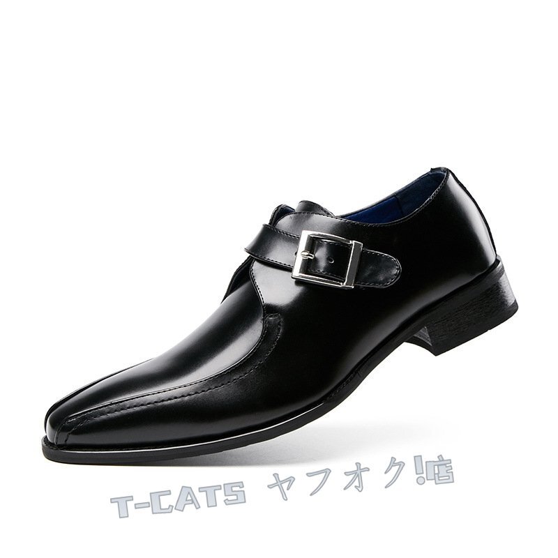新品☆ビジネスシューズ メンズ レザーシューズ 牛革 モンクストラップ 紳士靴 本革 フォーマル 革靴 ブラック