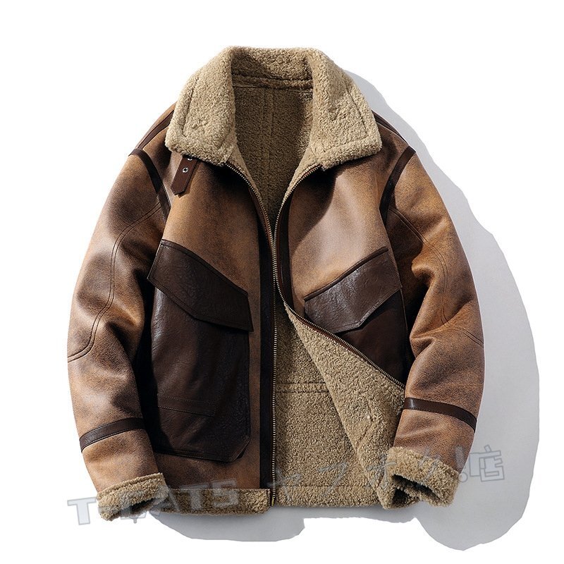 新品冬 上品 ライダース メンズ フライトジャケット ムートンコート ジャンバー ブルゾン 厚手 超防寒 バイクウエア アウター L