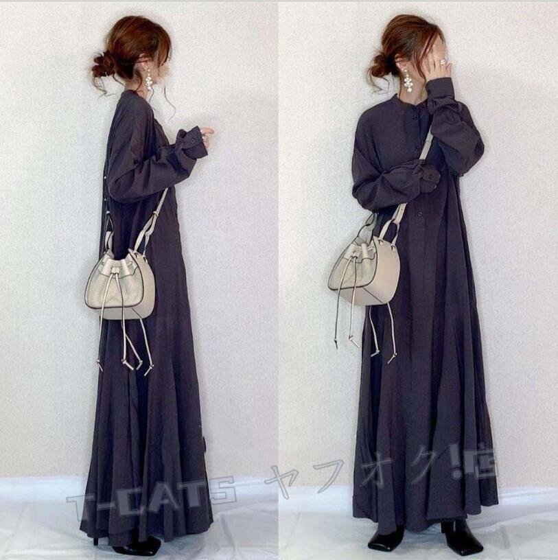 新品大人 上品 ワンピース レディース ロングワンピース ワンピース マキシワンピース 普段使い 長袖 著痩せ 體型カバー ゆったり