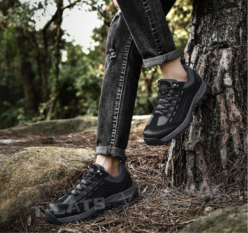 ☆新品トレッキングシューズメンズ アウトドアシューズ ハイキングシューズ 登山靴ローカット 防滑耐磨耗24.5~28cm