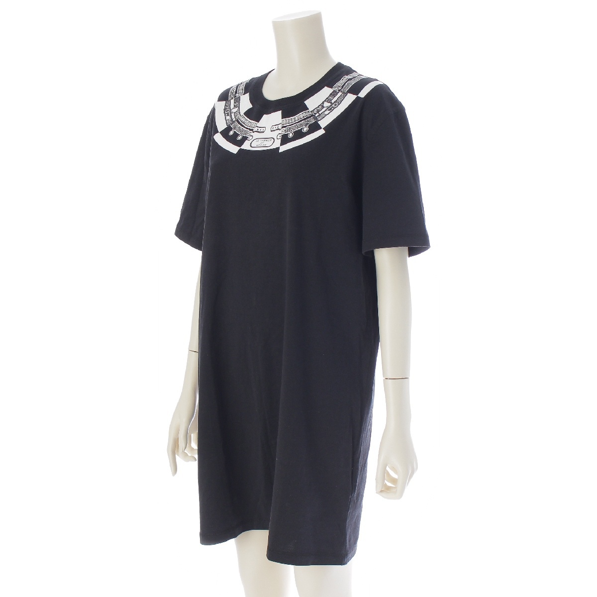 エルメス 22年 コットン Le Tresor de Medor 半袖 ワンピース ブラック 42【中古】