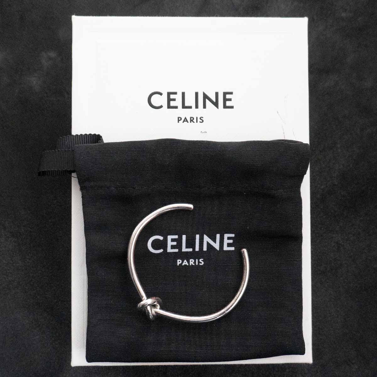 【最高級品】 CELINE 【ノット エクストラシン ブレスレット】C2 セリーヌ シルバー バングル イタリア製 u2410229