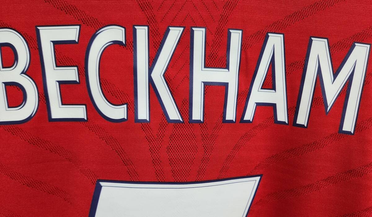 08-09 イングランド England(A)＃7 ベッカム Beckham 半袖 Umbro 100th cap フランス戦仕様 S
