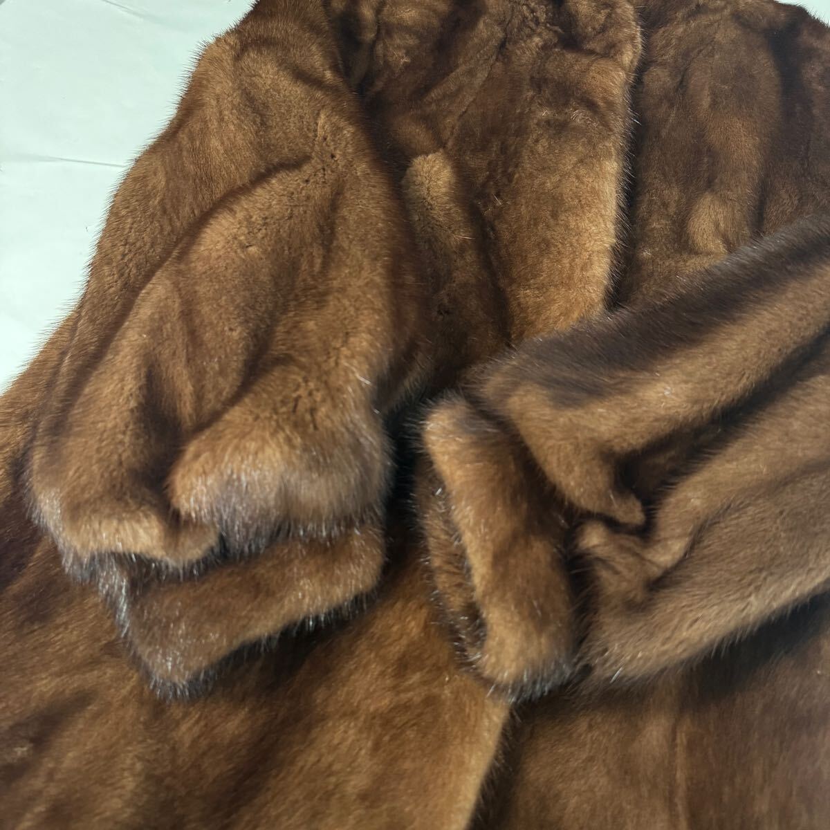 高級 美品 デミバフミンク 毛皮 コート リアルファー ブラウン 11号