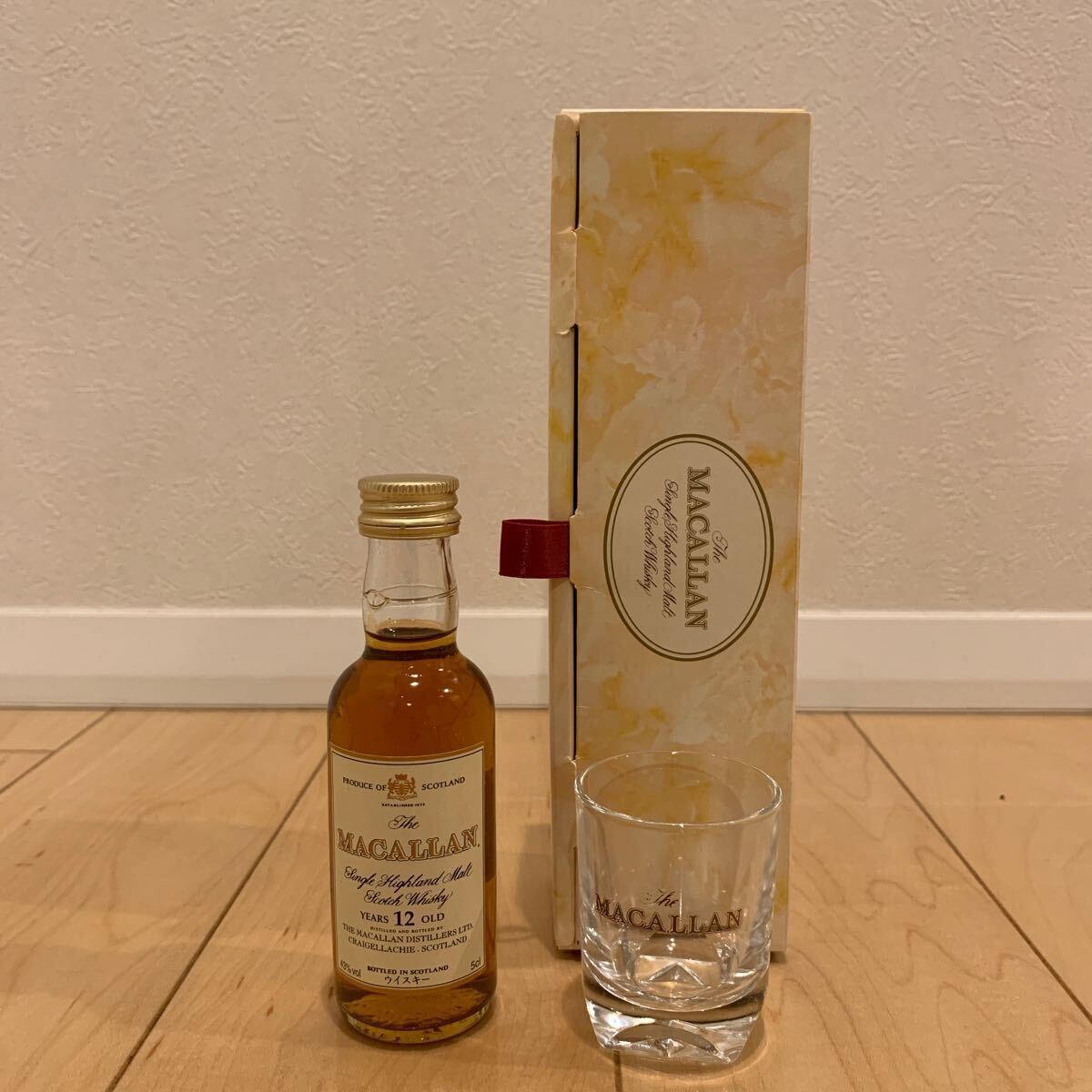マッカラン 12年 旧ボトル ミニボトル 50ml 43% ショットグラス付き 箱 古酒 Macallan 1円スタート