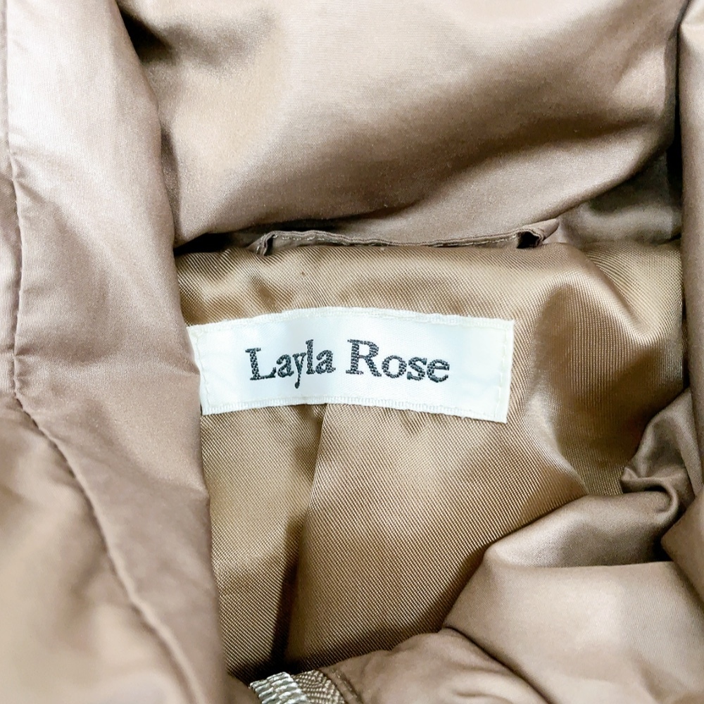 【美品】Layla Rose レイラローズ カジュアル 肉厚極暖 スタイリッシュ ロングダウンコート 美シルエット フェザー 羽織り ブラウン ら41