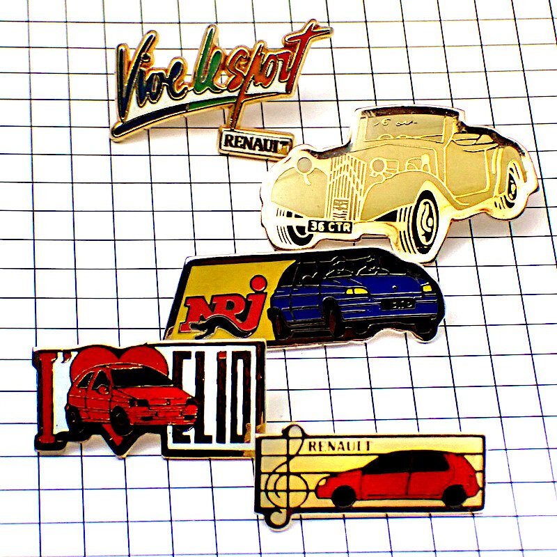  pin badge * Renault car clio music to sound symbol Heart etc. 5 piece collection RENAULT FRANCE* France limitation pin z* rare . Vintage thing pin bachi