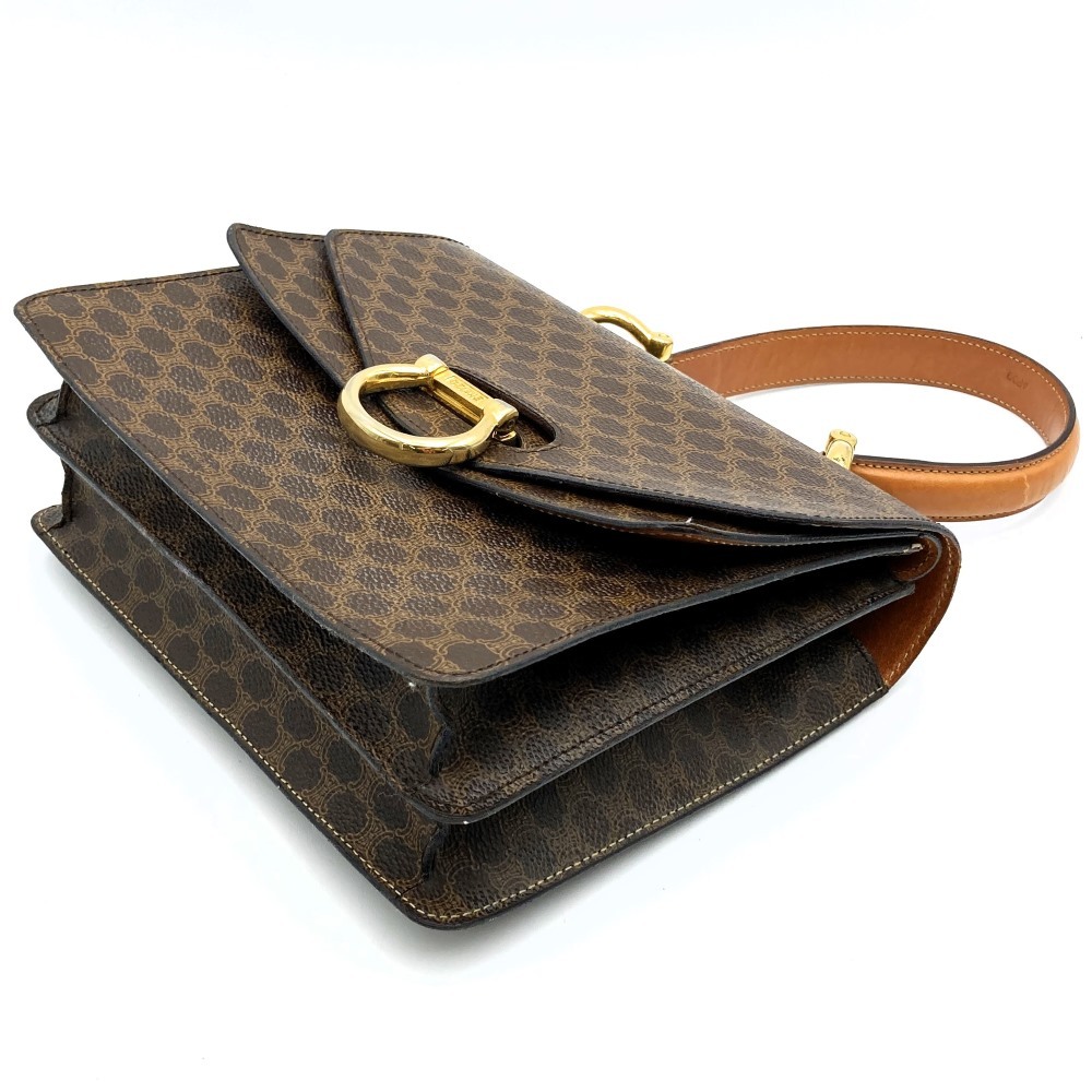 CELINE Celine Macadam двойной заслонка Mini сумка Vintage ручная сумочка PVC/ кожа Brown женский мода 