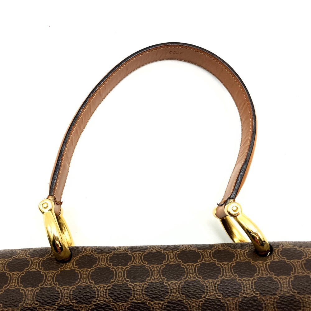 CELINE Celine Macadam двойной заслонка Mini сумка Vintage ручная сумочка PVC/ кожа Brown женский мода 