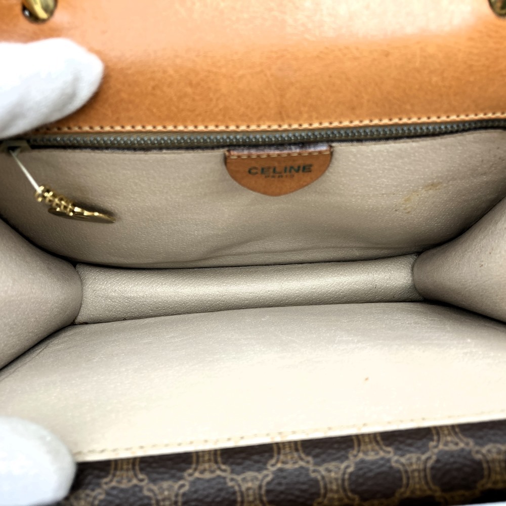 CELINE Celine Macadam двойной заслонка Mini сумка Vintage ручная сумочка PVC/ кожа Brown женский мода 