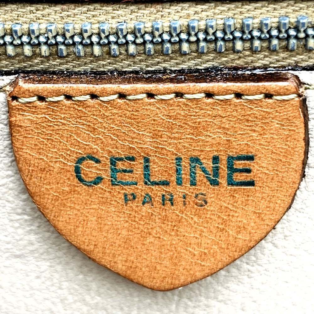 CELINE Celine Macadam двойной заслонка Mini сумка Vintage ручная сумочка PVC/ кожа Brown женский мода 