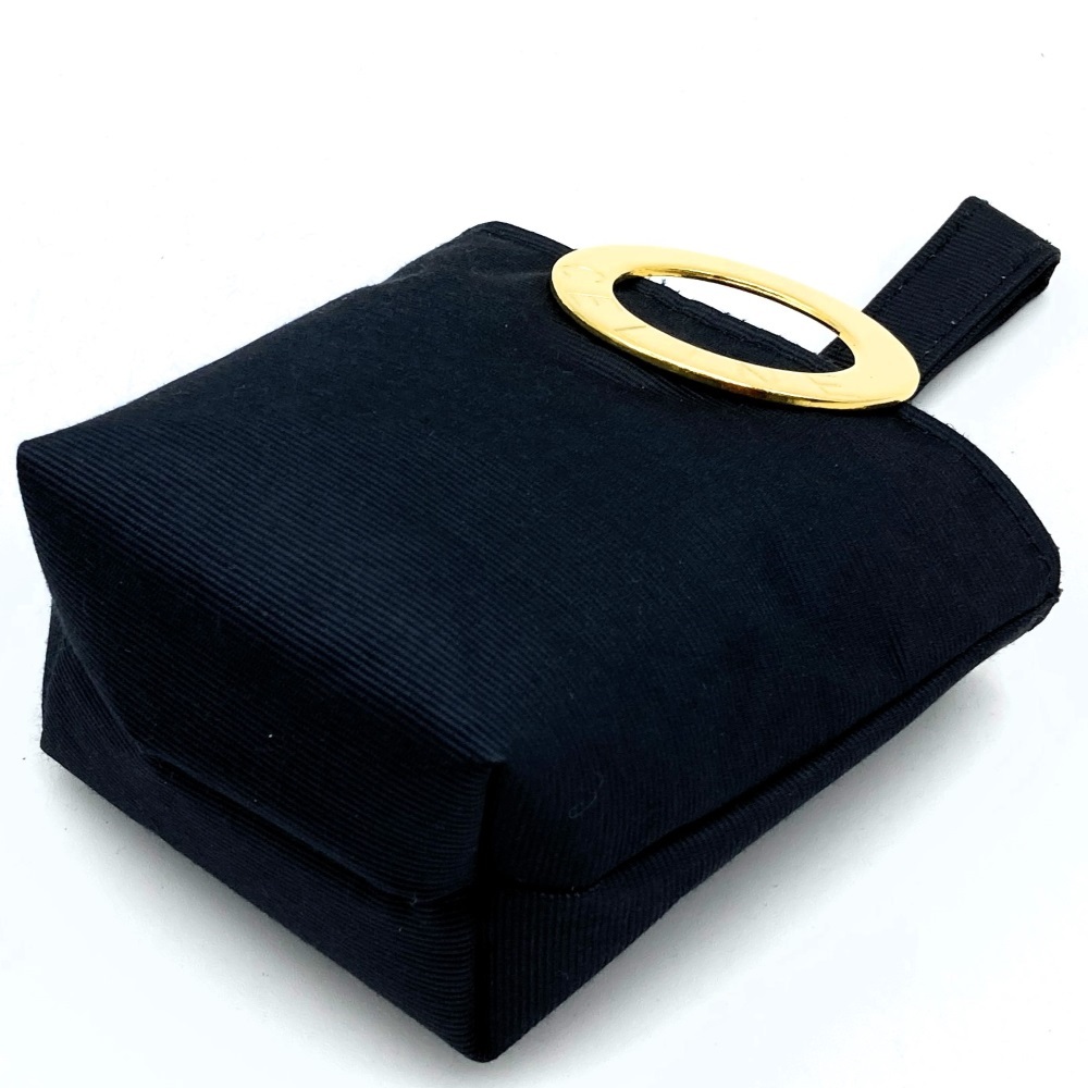 CELINE セリーヌ ミニバッグ スカーフ付き サークル金具ハンドバッグ ミニポーチ 小物入れ バニティバッグ ポリエステル ブラック ピンク黒