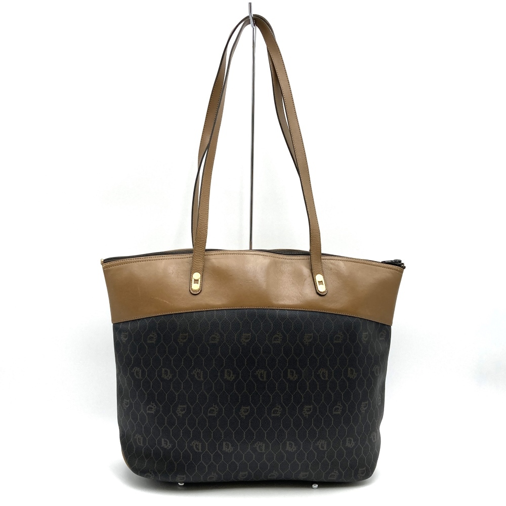 Dior Dior большая сумка сумка на плечо соты Vintage Brown черный PVC кожа женский мода USED