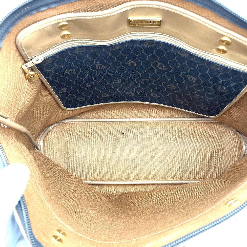Dior Dior большая сумка сумка на плечо соты Vintage Brown черный PVC кожа женский мода USED