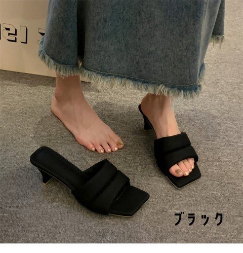  slippers 23.5cm outer ..... square tu sandals [39]24.5cm black 