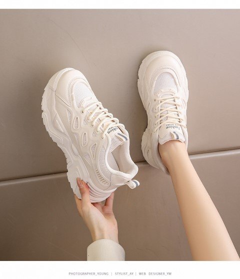  lady's dado sneakers cord shoes shoes volume sole thickness bottom running walk beautiful legs 24.0cm(38) white 