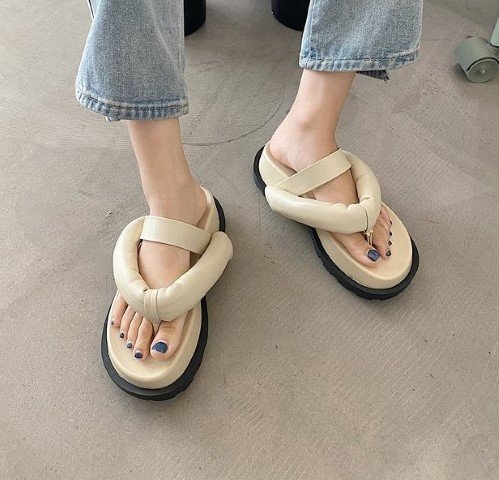 [ high quality ] all 2 color beach sandals mules thickness bottom shoes platform switch simple 35 eggshell white 