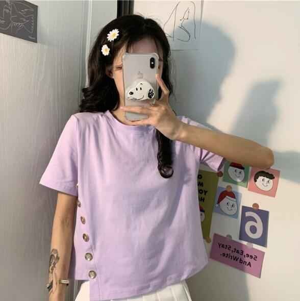  spring summer tops T-shirt INS Korea manner dressing up lady's fashion XL white 