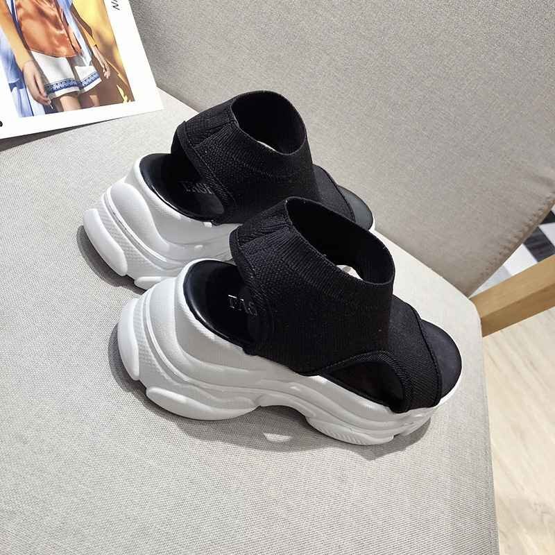  sandals mules open tu thickness bottom legs length beautiful legs 5cm shoes platform casual 39 white black MIX