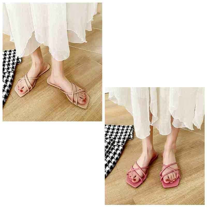  sandals small strap .... square tu.. strap Flat pastel 35 apricot 