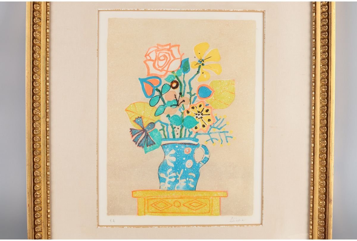 アイズピリ　リトグラフ　花 ポールアイズピリ ポール・アイズピリの「花と花瓶（A flower