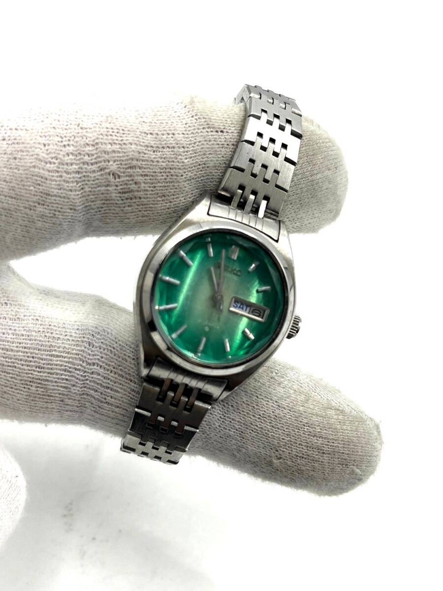 稼働◯】SEIKO セイコー 自動巻き 腕時計 AT グリーン文字盤 稼働◯】SEIKO セイコー 自動巻き 腕時計 AT グリーン文字盤