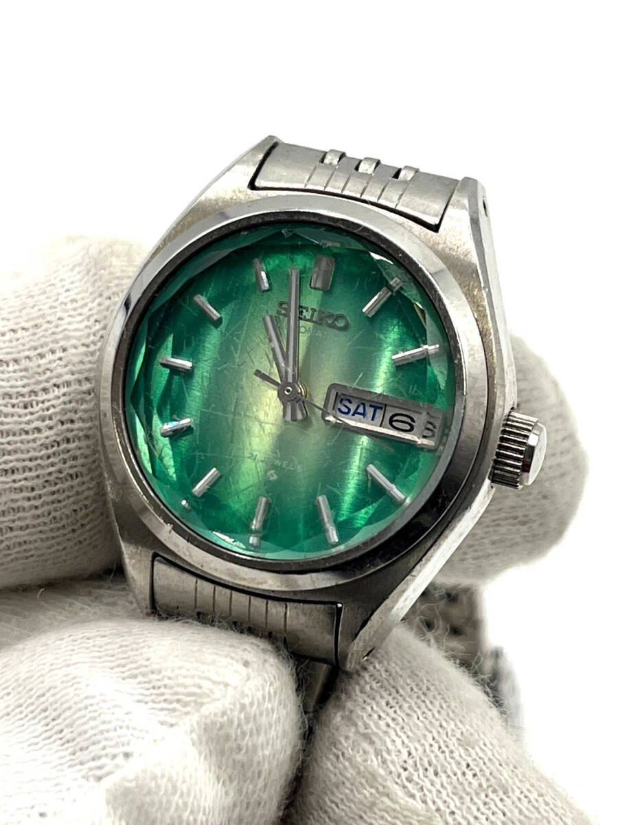 稼働◯】SEIKO セイコー 自動巻き 腕時計 AT グリーン文字盤 稼働◯】SEIKO セイコー 自動巻き 腕時計 AT グリーン文字盤