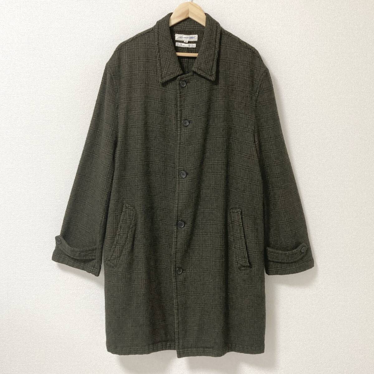 90s COMME des GARCONS SHIRT 縮絨 ウール ロング ステンカラー 90s COMME des GARCONS SHIRT 縮絨 ウール ロング ステンカラー