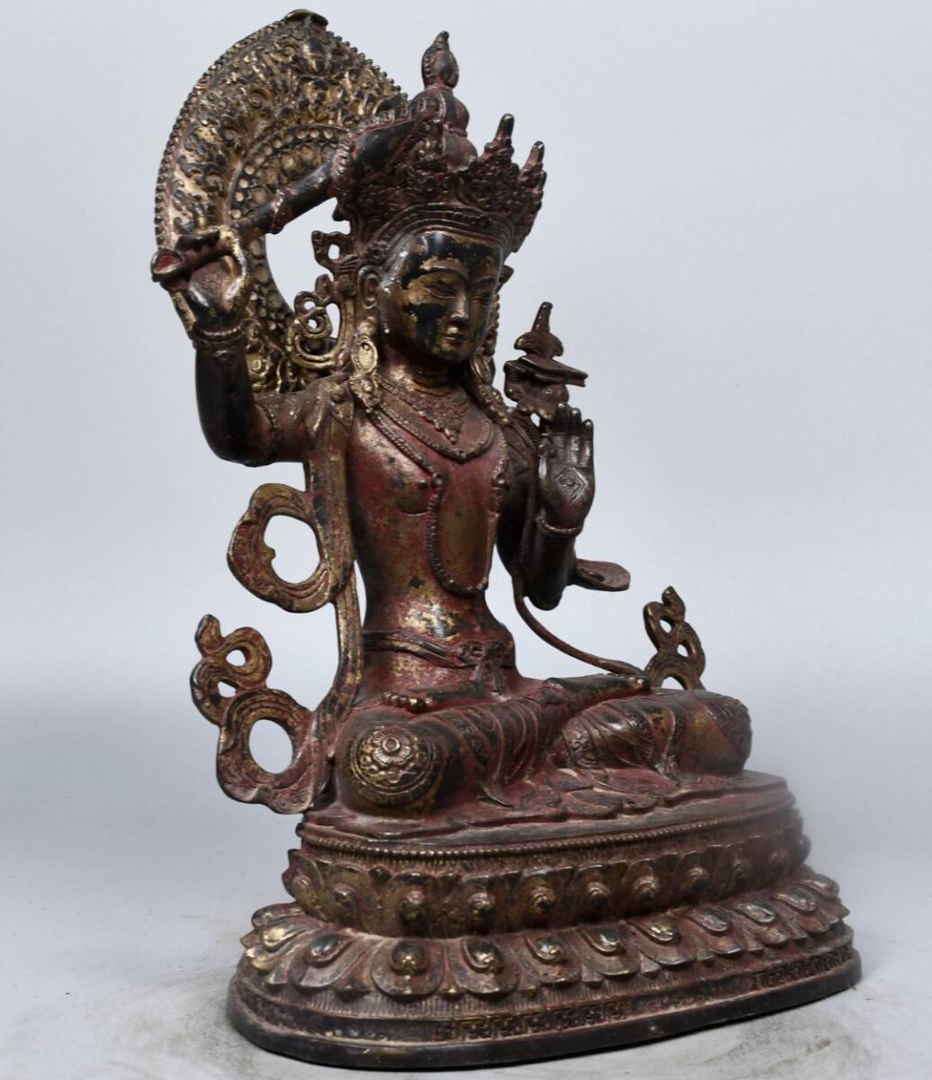蔵友館蔵品・銅製・塗金・達摩祖師像】・希少珍品・置物・賞物 蔵友館蔵品・銅製・塗金・達摩祖師像】・希少珍品・置物・賞物