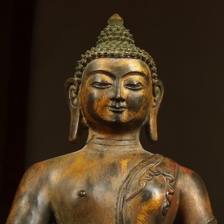 中国古美術・チベット・真皮唐卡・勝楽金剛仏像・純手描き・纯天然鉱物顔料・風水開運 唐物 明代 銅拓金 薬師仏 チベット仏教 仏像 仏教古美術 供養品