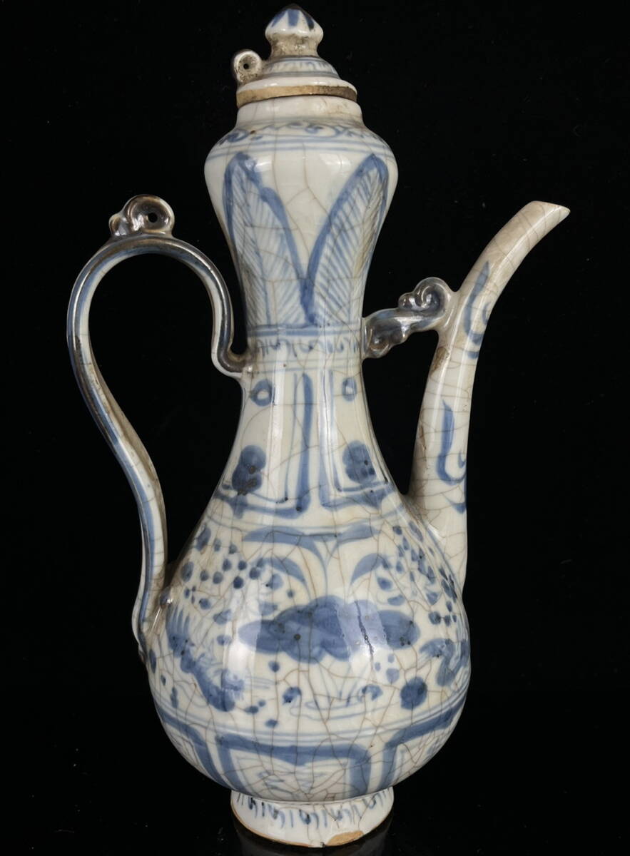 唐物 染付 清時代 青花 壺 茶入 花瓶 人物 中国 古美術 N21-6 唐物 磁器 明代 青花 水草紋 酒壺 唐磁 古陶磁器 中国古美術 賞