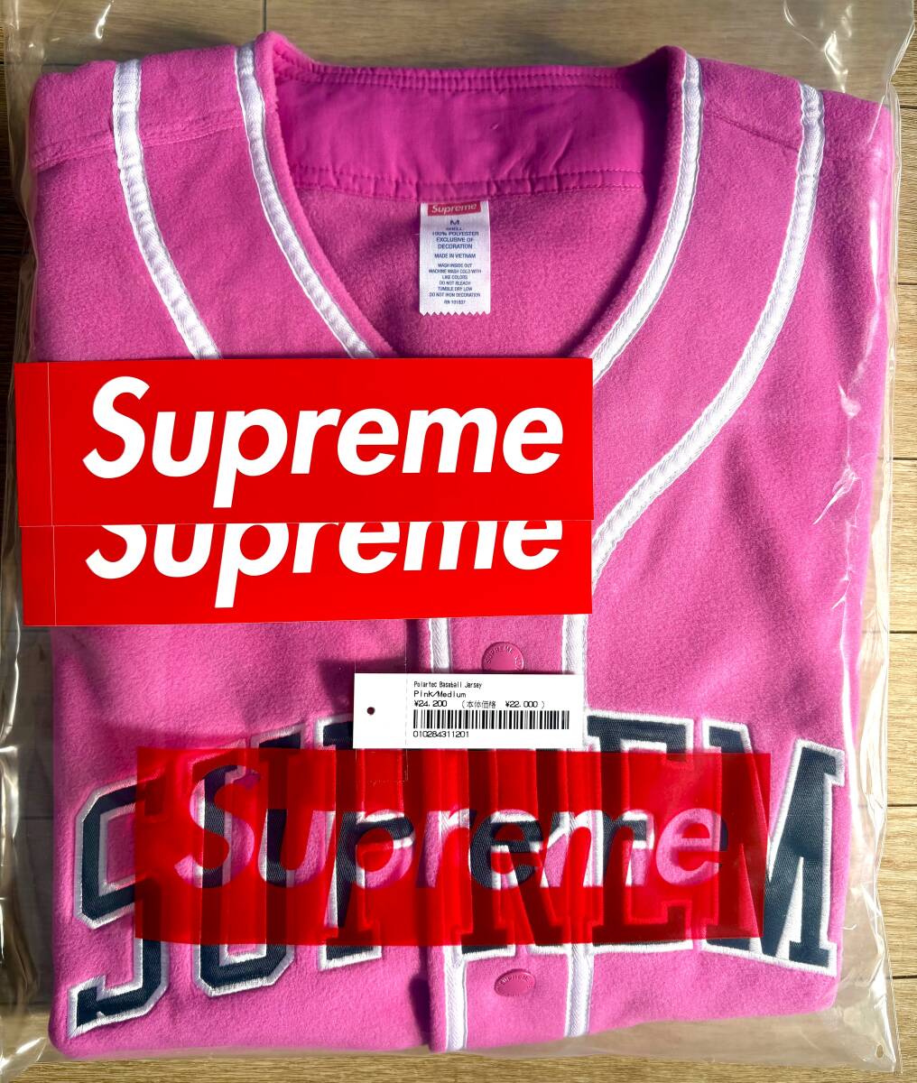 新品未着用】Supreme Polartec Baseball Jersey Pink M 24FW 新品未着用】Supreme Polartec Baseball Jersey Pink M 24FW