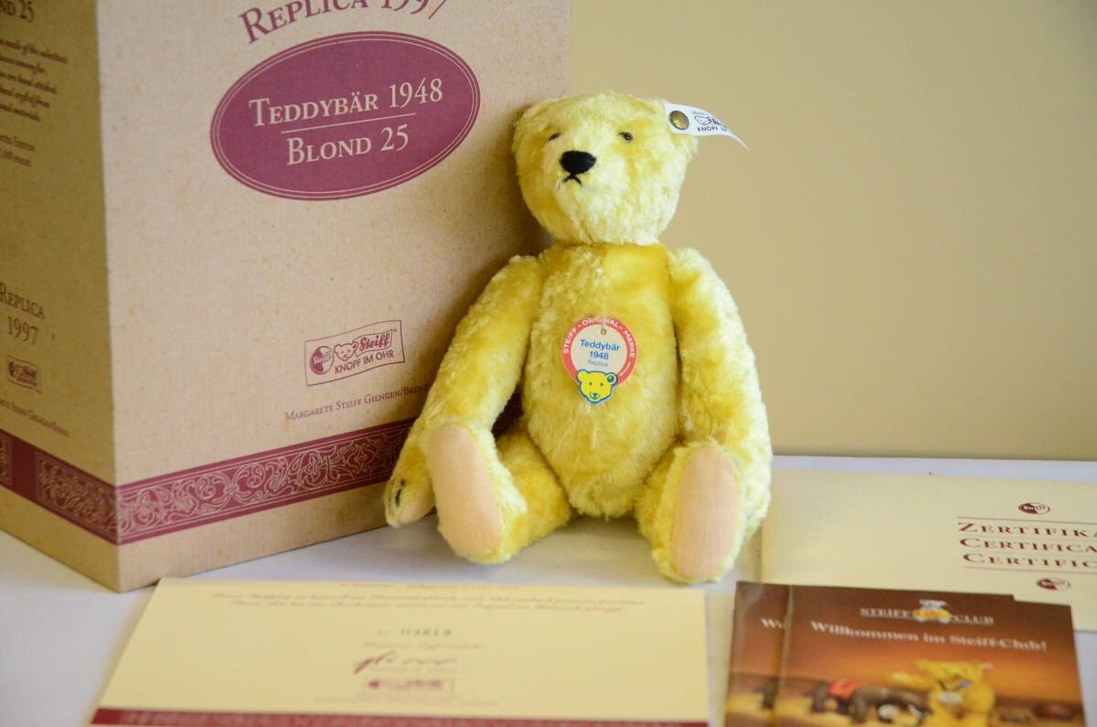 シュタイフ REPLICA 1997 TEDDY BEAR 1948 BLOND 25 元箱付き 復刻 テディベア テディベア シュタイフ REPLICA 1997 TEDDY BEAR 1948 BLOND 25 元箱付き 復刻 テディベア テディベア
