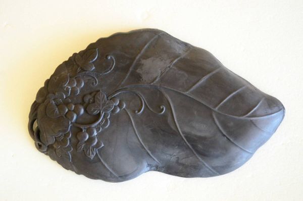 中国硯 端渓硯 釜定蝋印 古硯 唐硯 骨董 書道具 中国美術 19.3cm