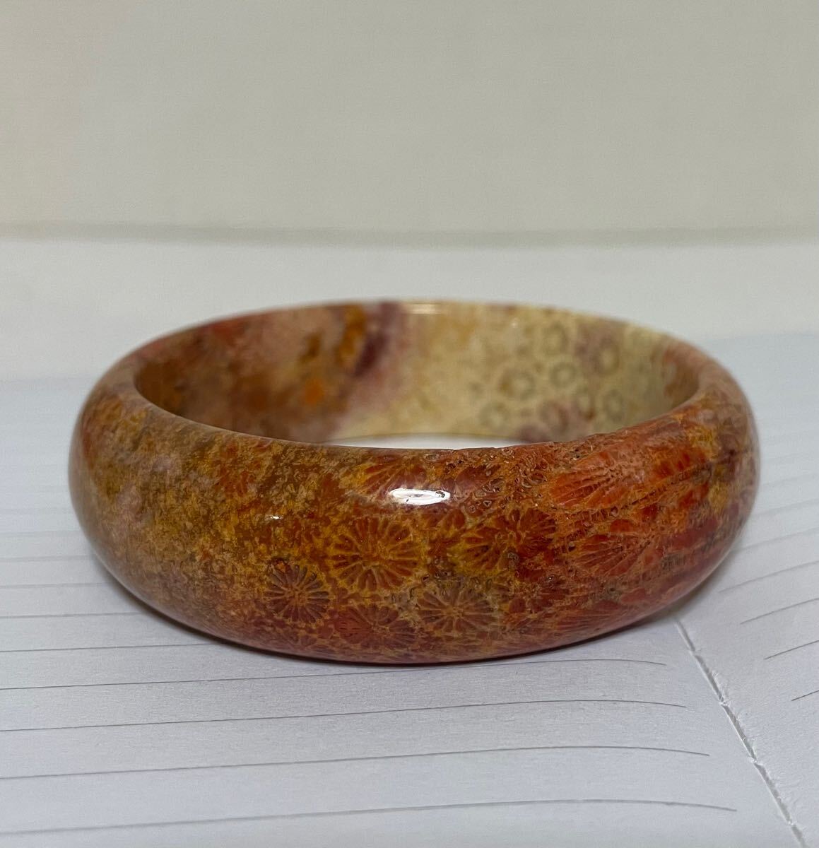フォッシルコーラル 001 バングル 天然石ブレスレット 化石珊瑚 アクセサリー 風水晶 お守 浄化 幸運 ラッキー 小物ファッション