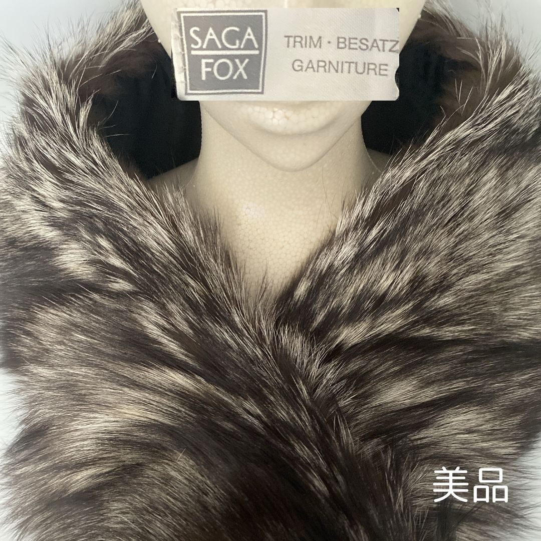 [美品] SAGA MINK サガフォックス 高級リアルファー ティペット ショール 毛皮 銀タグ ボリューム マフラー シルバーフォックス FOX 成人式