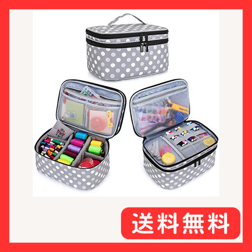 Luxja 裁縫バッグ 裁縫箱 大容量 【※バッグのみ】 裁縫道具 収納 ソーイングボックス グレードット