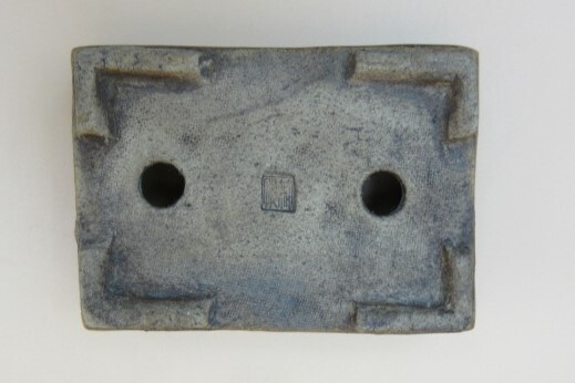 盆栽小鉢　在銘　織部　長方小鉢　共箱　共布　植木鉢　アンティーク_画像9