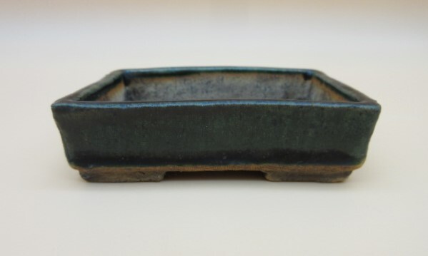 盆栽小鉢　在銘　織部　長方小鉢　共箱　共布　植木鉢　アンティーク_画像7