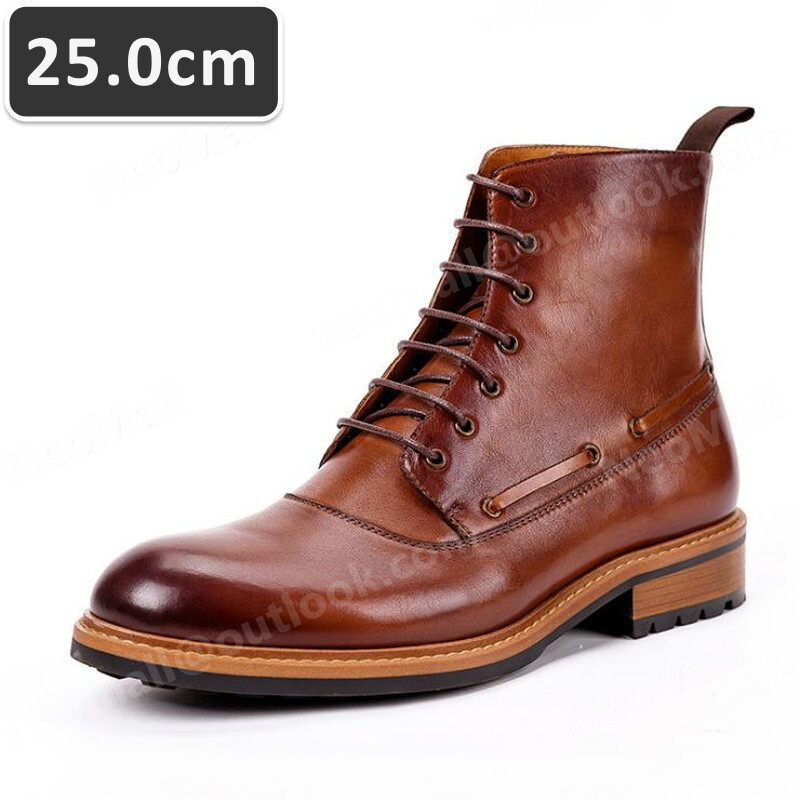  including carriage * original leather cow leather men's short boots Brown size 25.0cm leather shoes shoes casual . bending . commuting light weight imported car goods [n050]